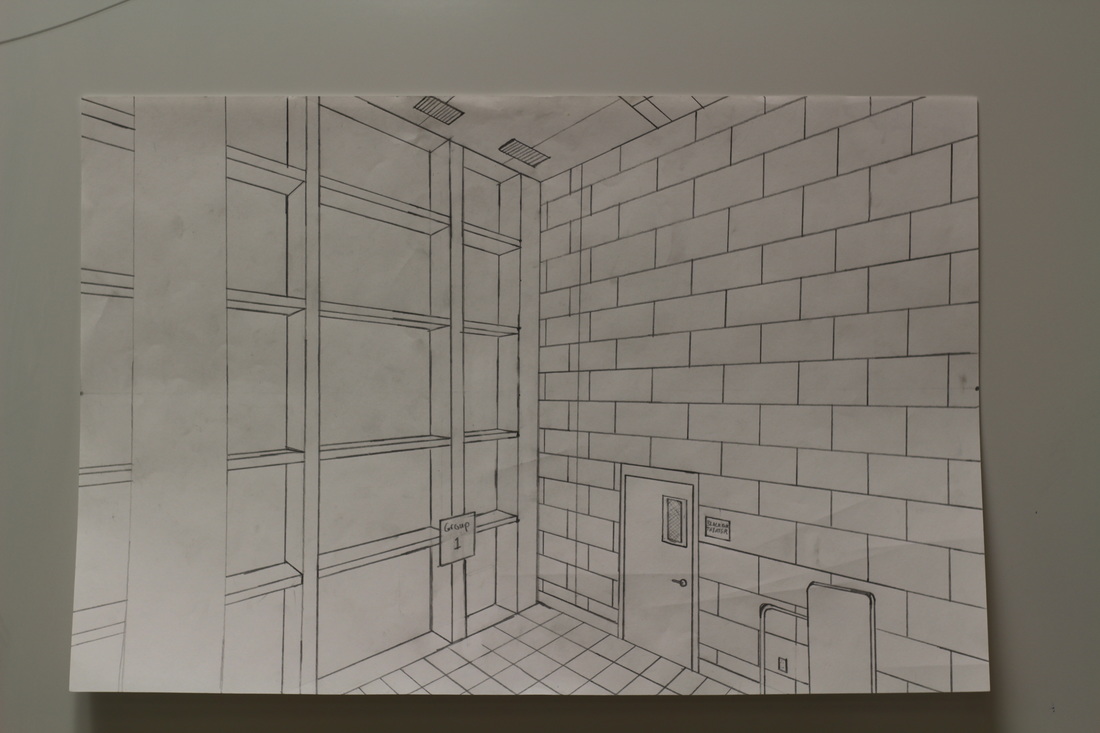 bathroom 2 point perspective drawing